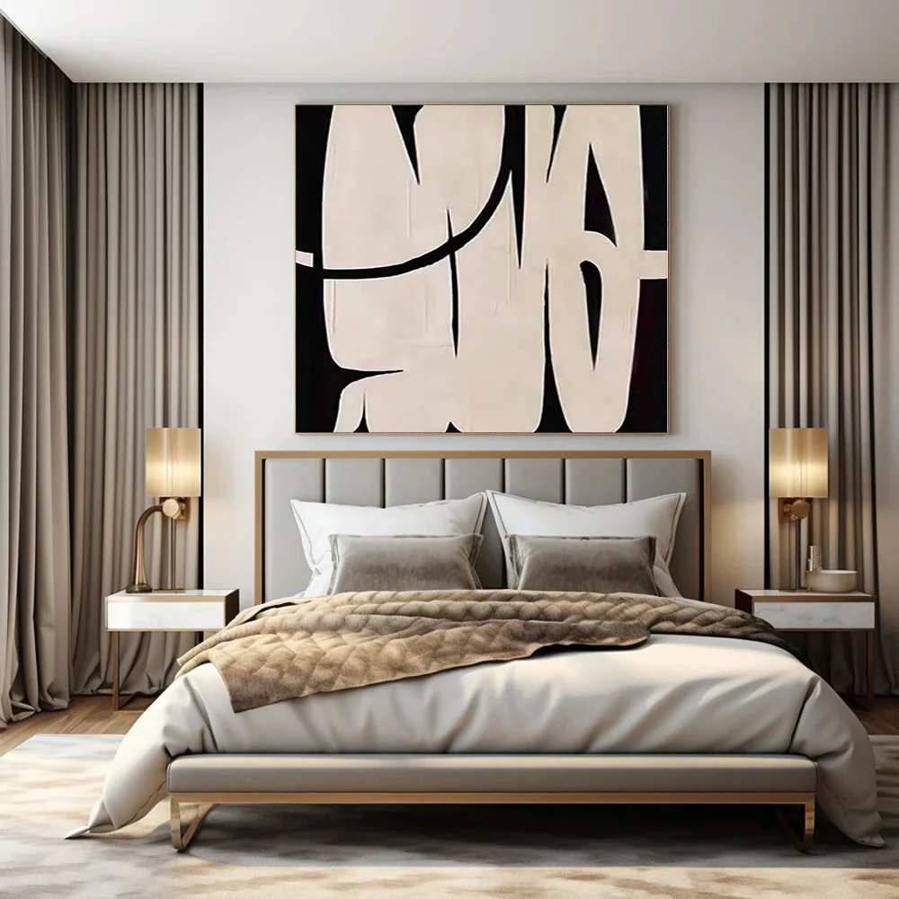 White Handmade Original Industrial Forms Loft Abstract Canvas Artwork 56I4O